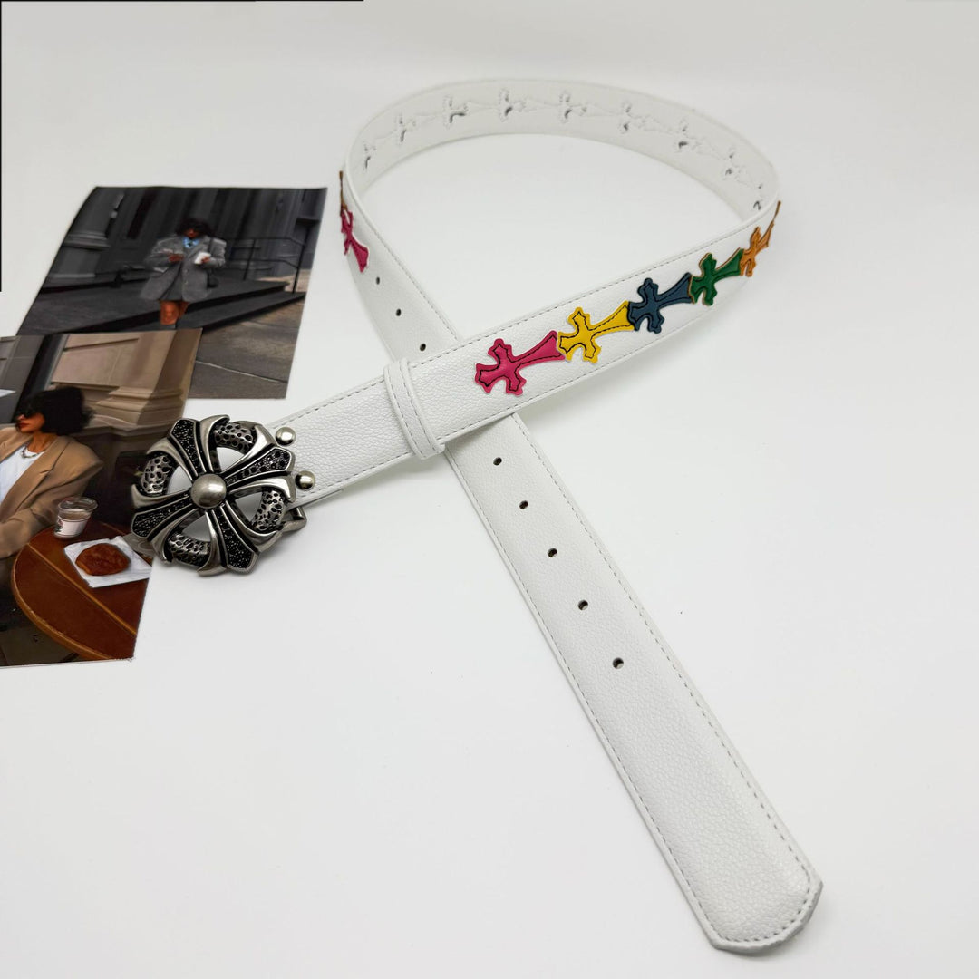 Chrome Hearts Cross-Motif Classic Leather Belt