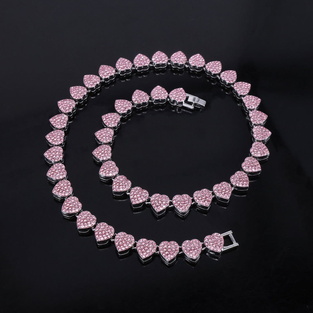Full-Diamond Heart Alloy Necklace