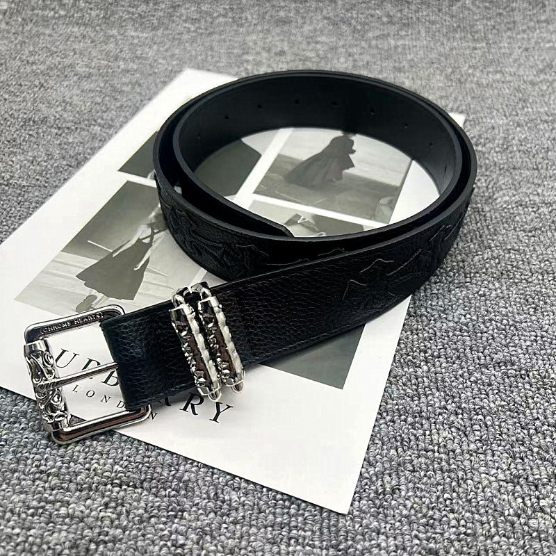 Chrome Hearts Leather pasted Roller type Hollow Vine Needle buckle Belt