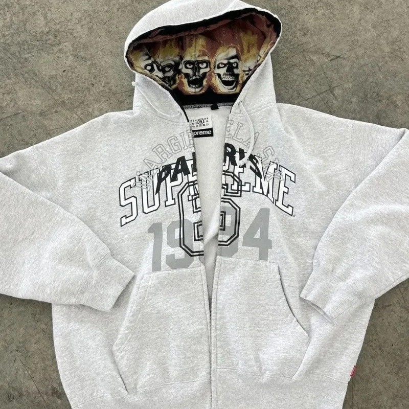 Y2K 1994 English Print Zipper Hoodie