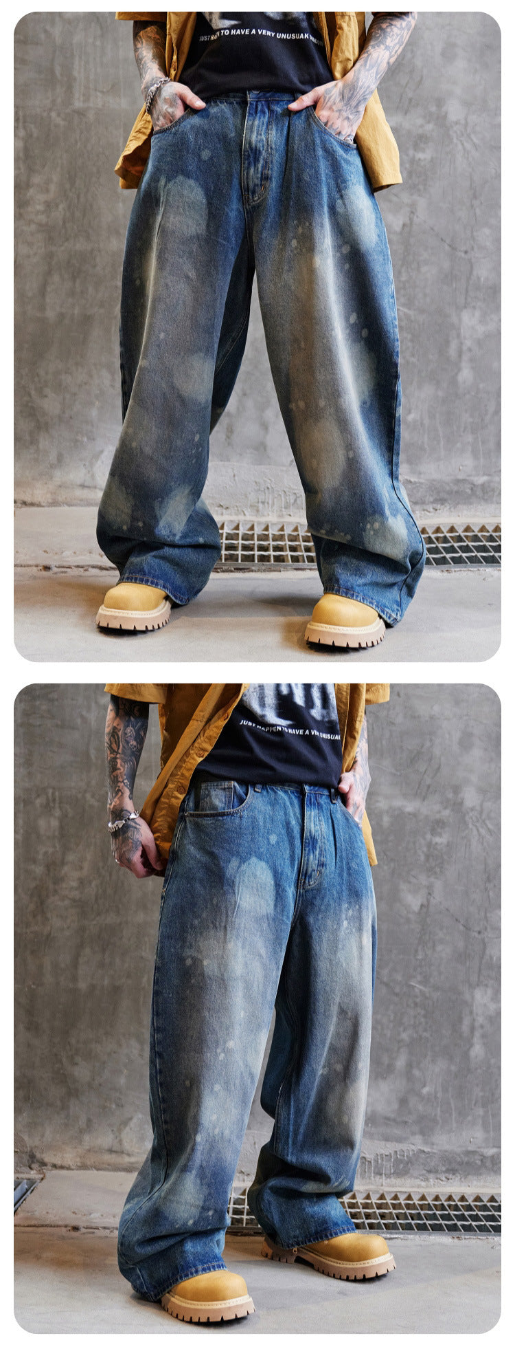 Wasteland-Style Distressed Loose-Fit Scythe Cut Jeans