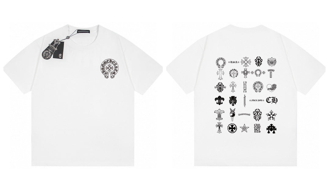 Chrome Hearts Summer Embroidery Print Cotton T-Shirt Short-Sleeve