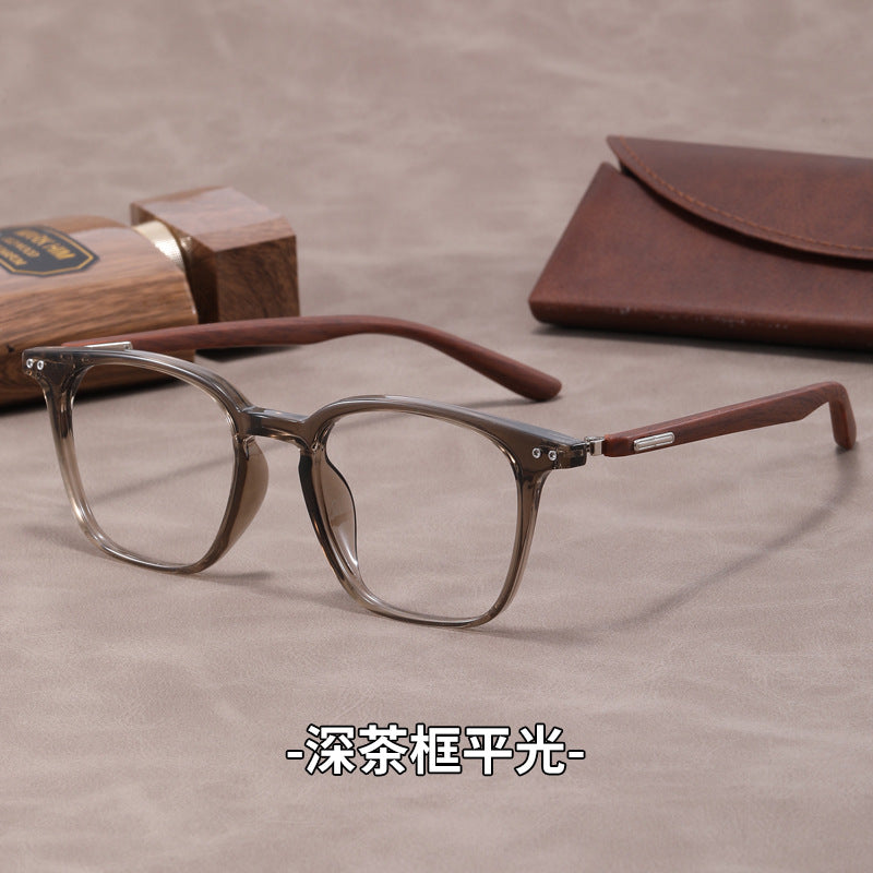 Lightweight, flexible wood grain temples eyeglass frames
