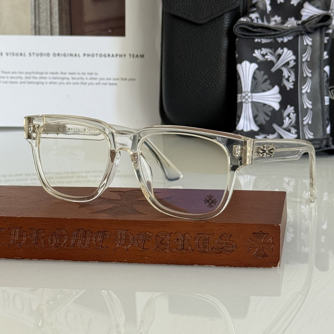Chrome Hearts BOFFICER square frame glasses with cross pattern