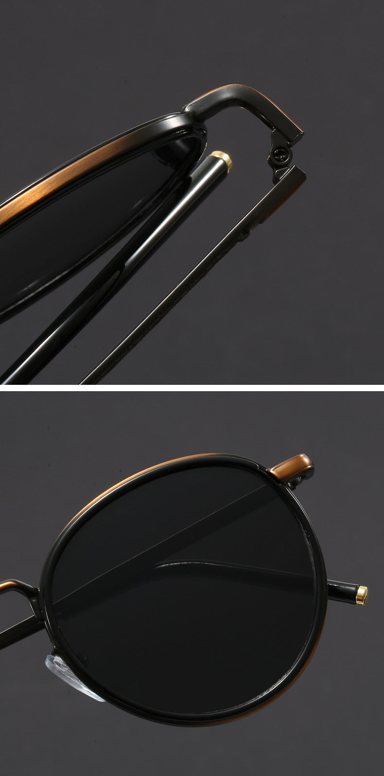 Retro small round frame Hong Kong style sunglasses