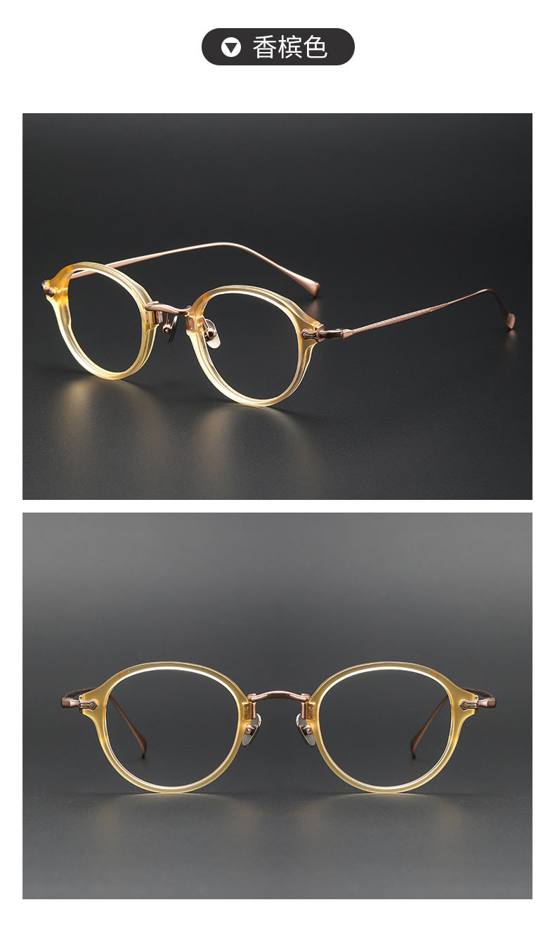 Candy Colors Tortoiseshell Round Titanium Eyeglasses
