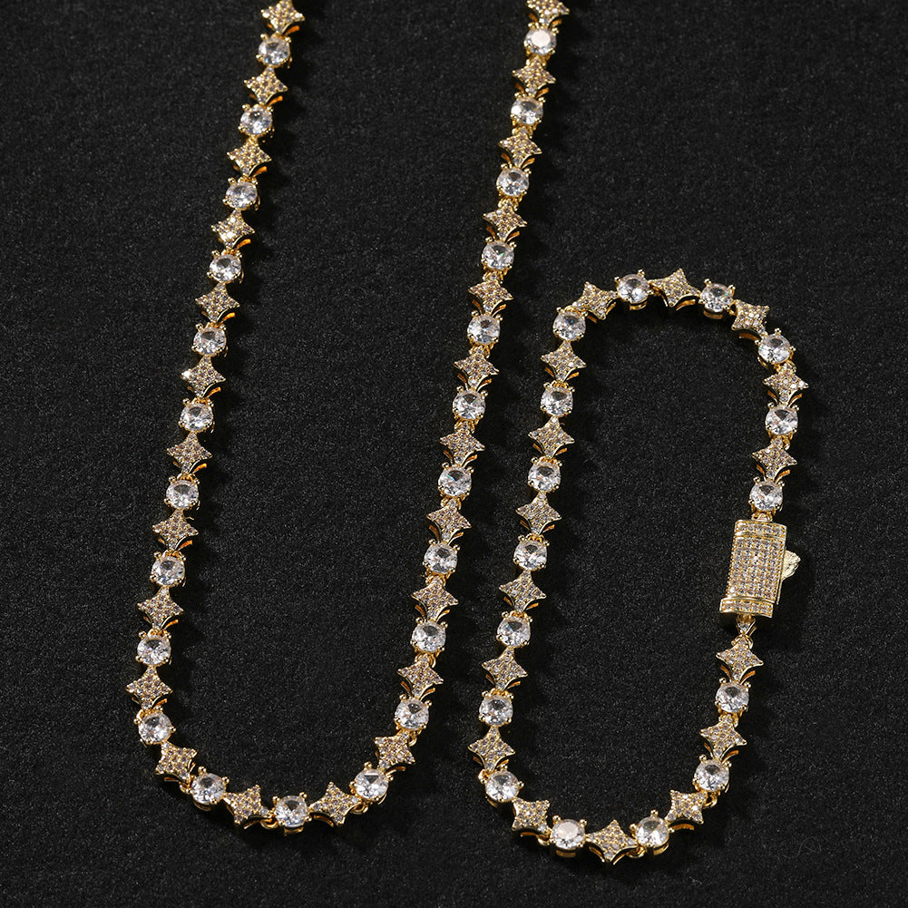 Star zircon tennis chain necklace