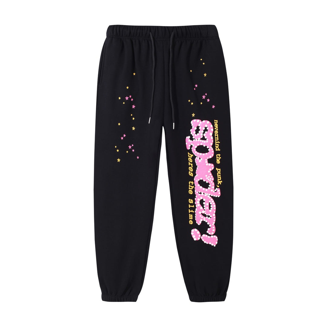 Sp5der foam letter 555 hoodie Pink Casual pants