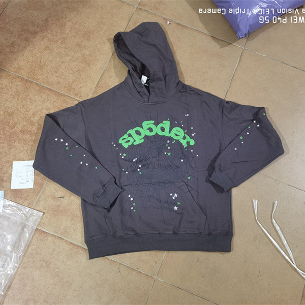 Y2K Sp5der Letter Print 555 Hoodie