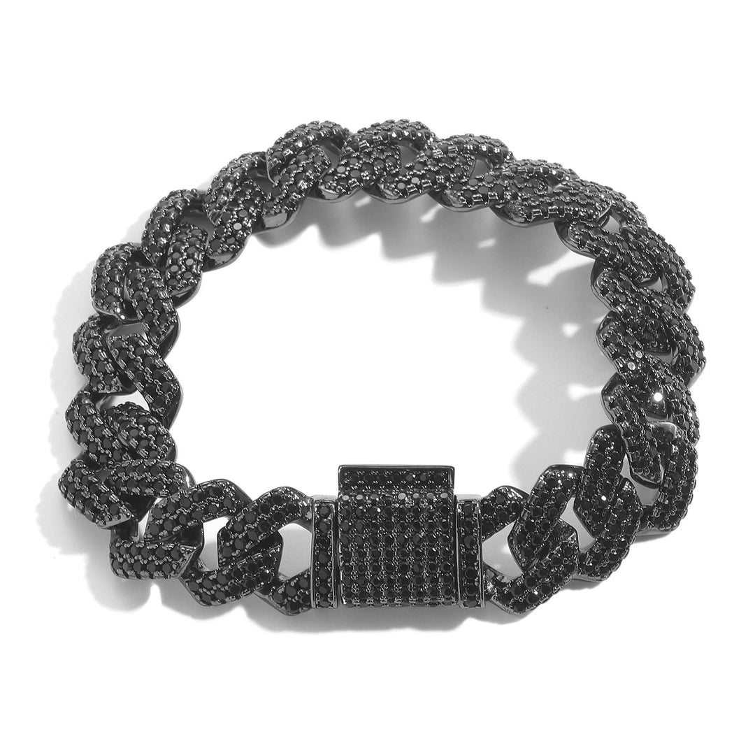 Hip-Hop Black Zirconia Rhombus Cuban Link Chain