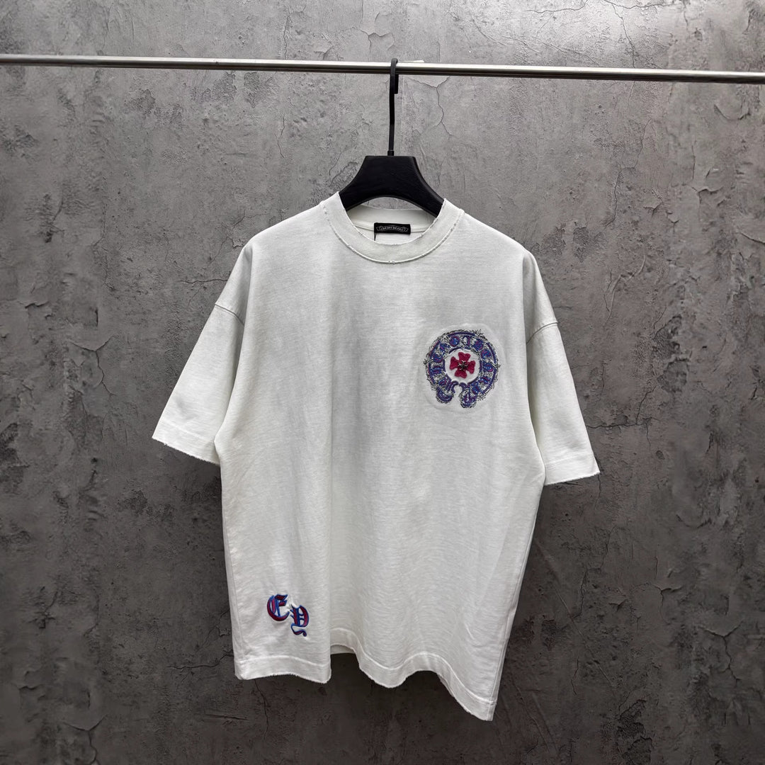 Chrome Hearts Washed Appliqué Embroidered Short-Sleeve T-Shirt