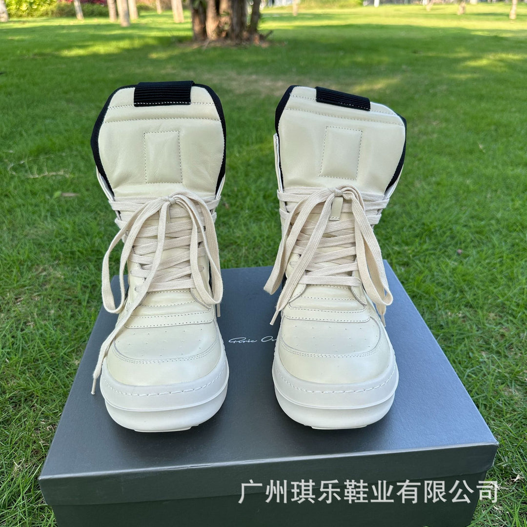 Thick-Sole, Height-Increasing, High-Top Genuine Leather Sports Boots