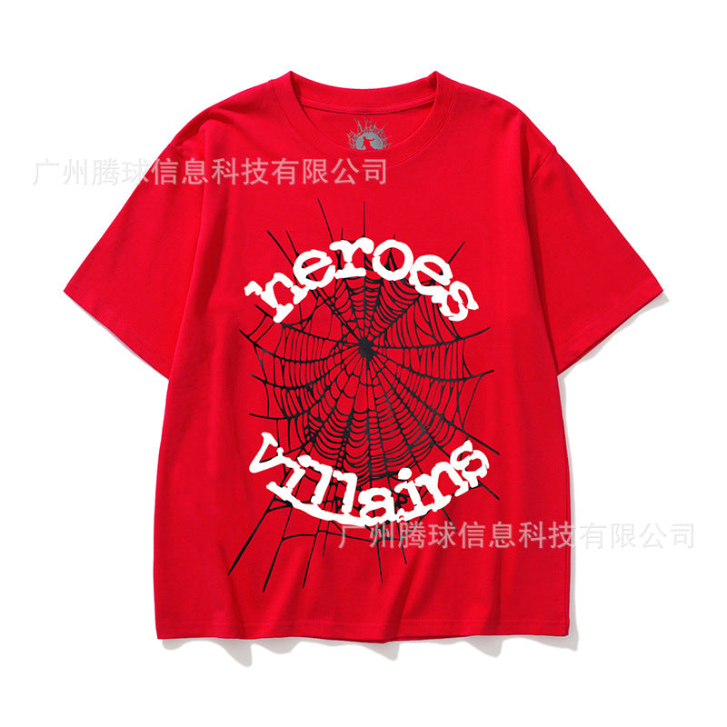 Sp5der short-sleeved foam letter T-shirt