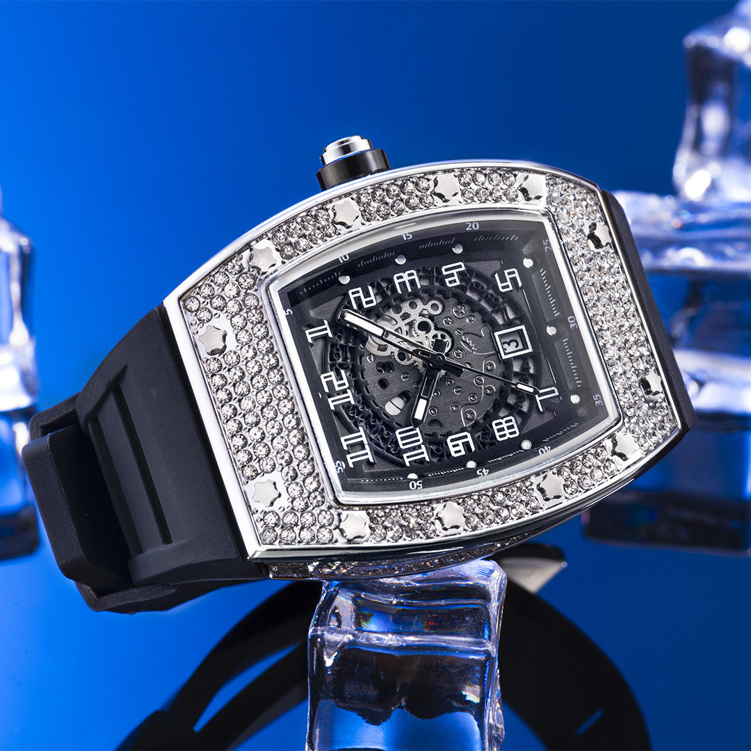 Tonneau-Shaped Quartz Watches with Silicone Straps