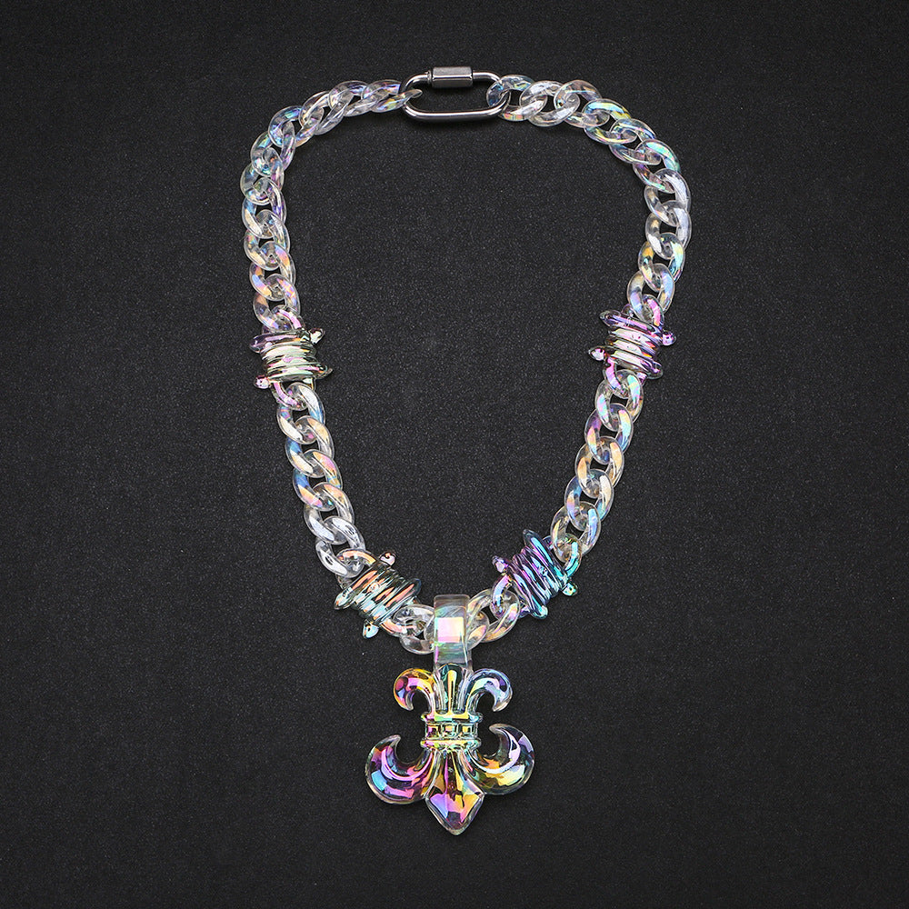 Chrome Hearts transparent resin acrylic cross necklace