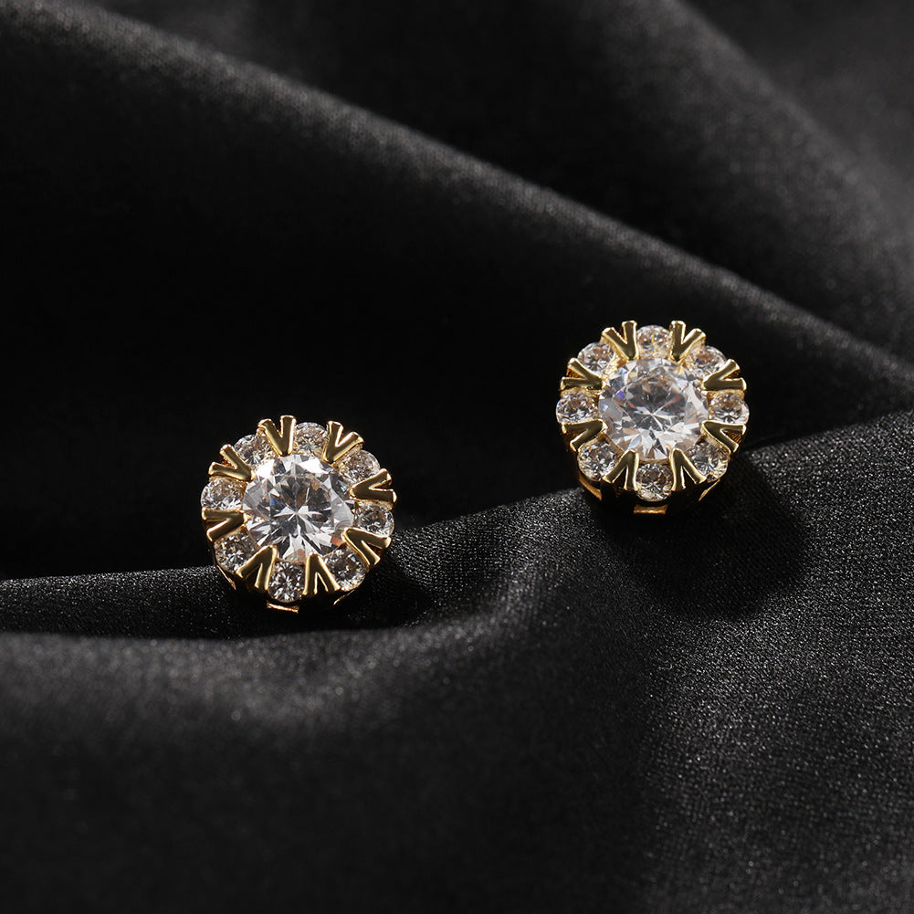 Square cross eight-star and eight-sword diamond Earrings