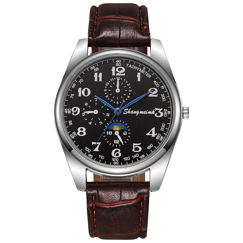 Leather strap quartz business watches