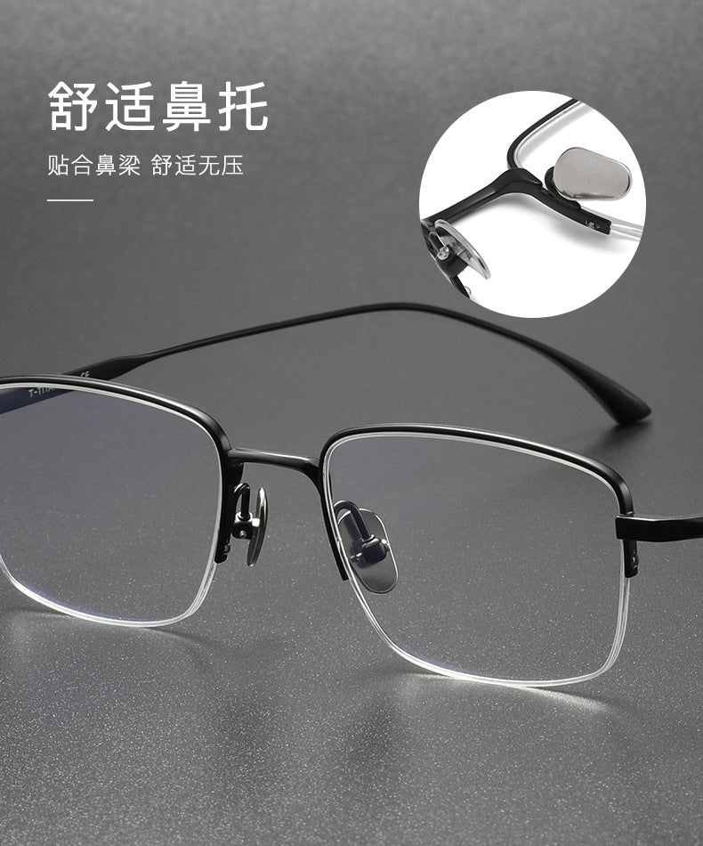 Retro half-rim pure titanium eyeglass frames