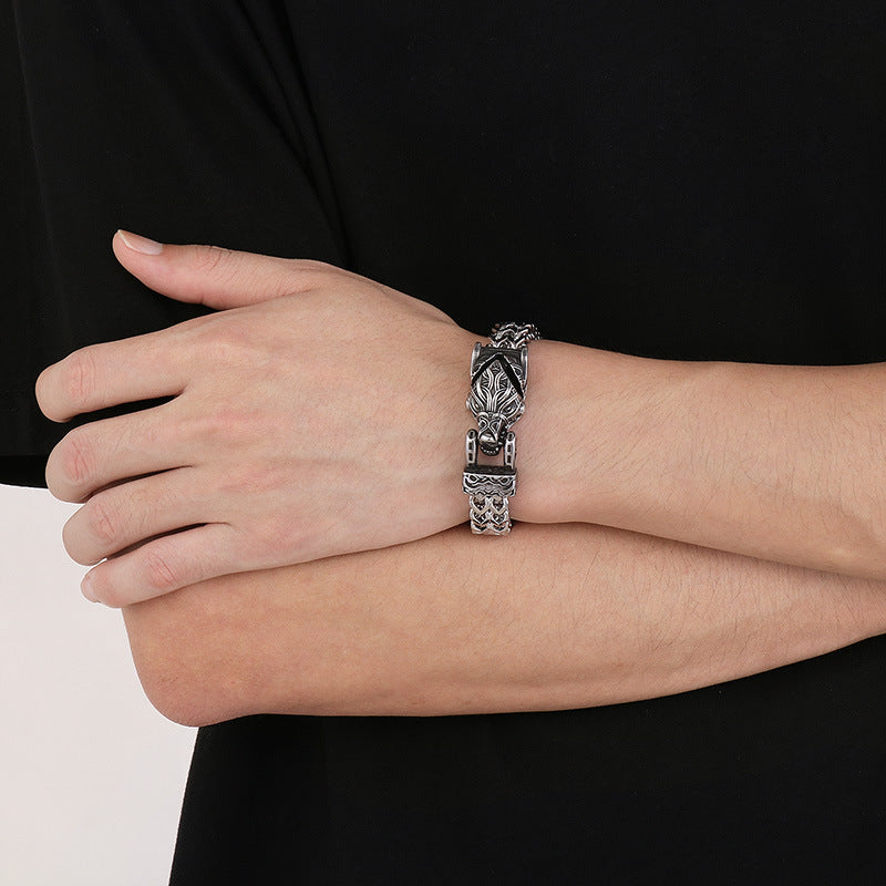 Viking Personalized Eagle Beak Wolf Head Snake Head Bracelet