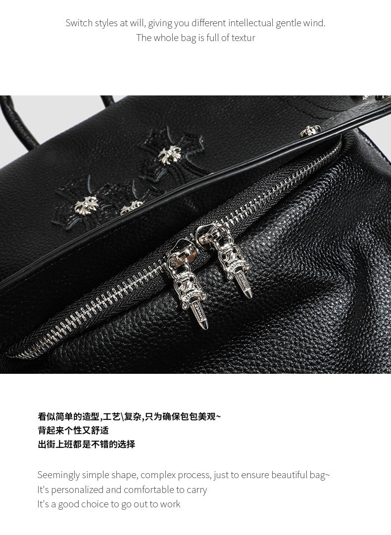 Chrome Hearts Cross Rivet PU Leather Backpack