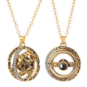 Astronomical ball projection necklace rotatable pendant