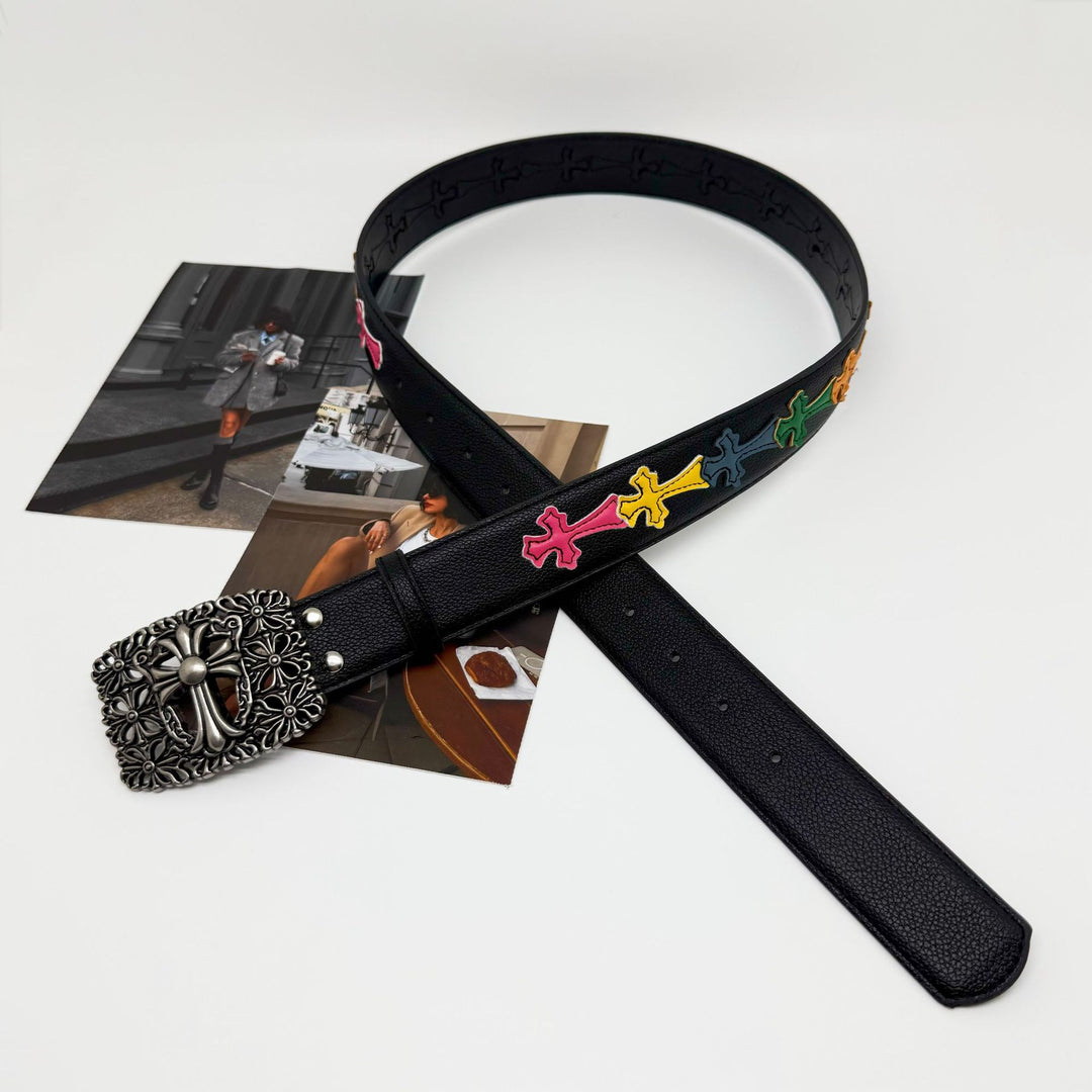 Chrome Hearts Cross-Motif Classic Leather Belt