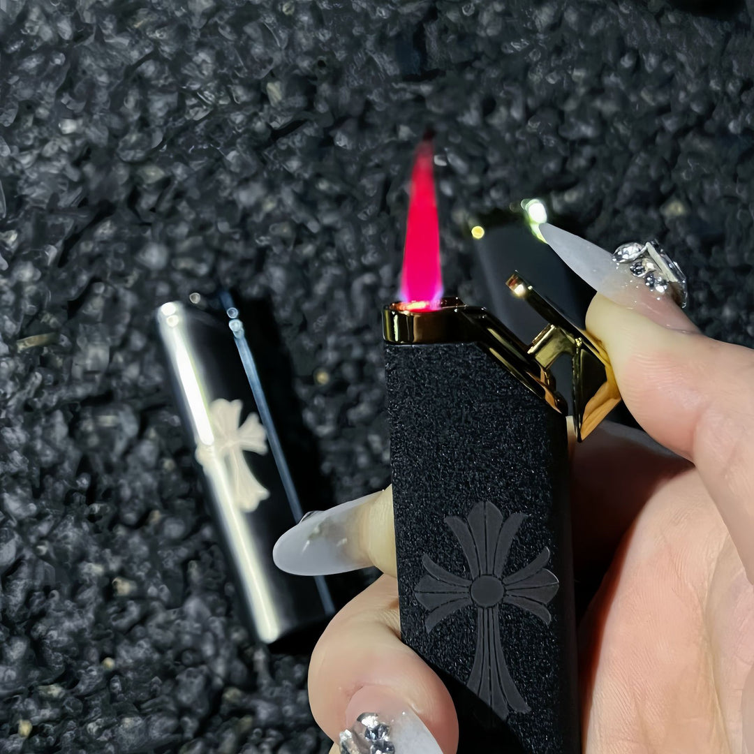 Chrome Hearts Metal Lighter, Windproof Pink Flame