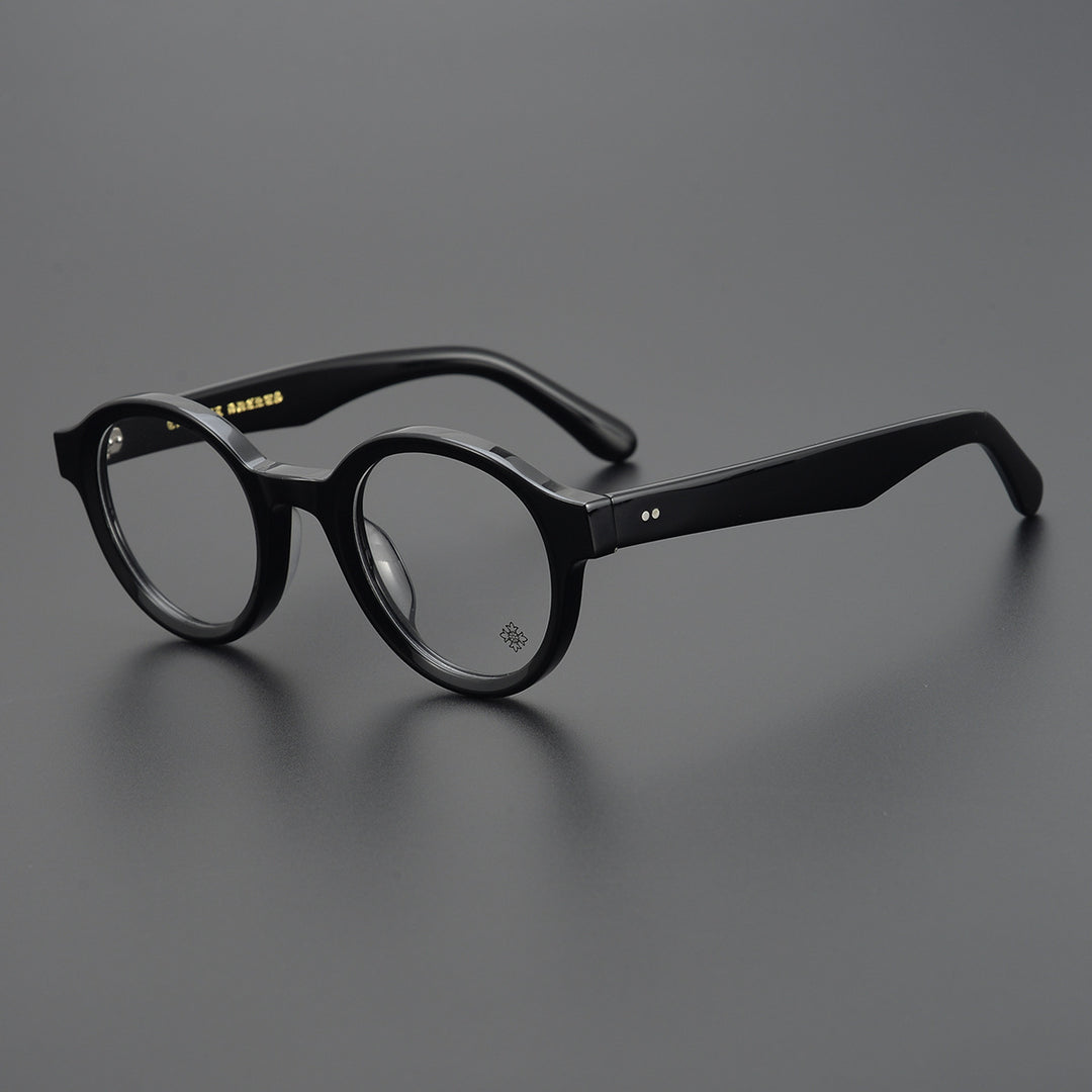 Round frame thick frame glasses for a slimming effect
