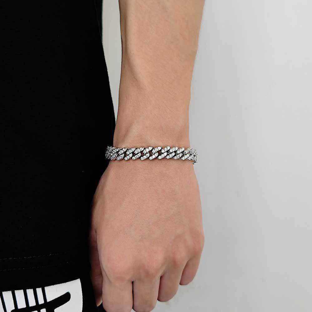 9mm Single-Row Zircon Cuban Link Bracelet