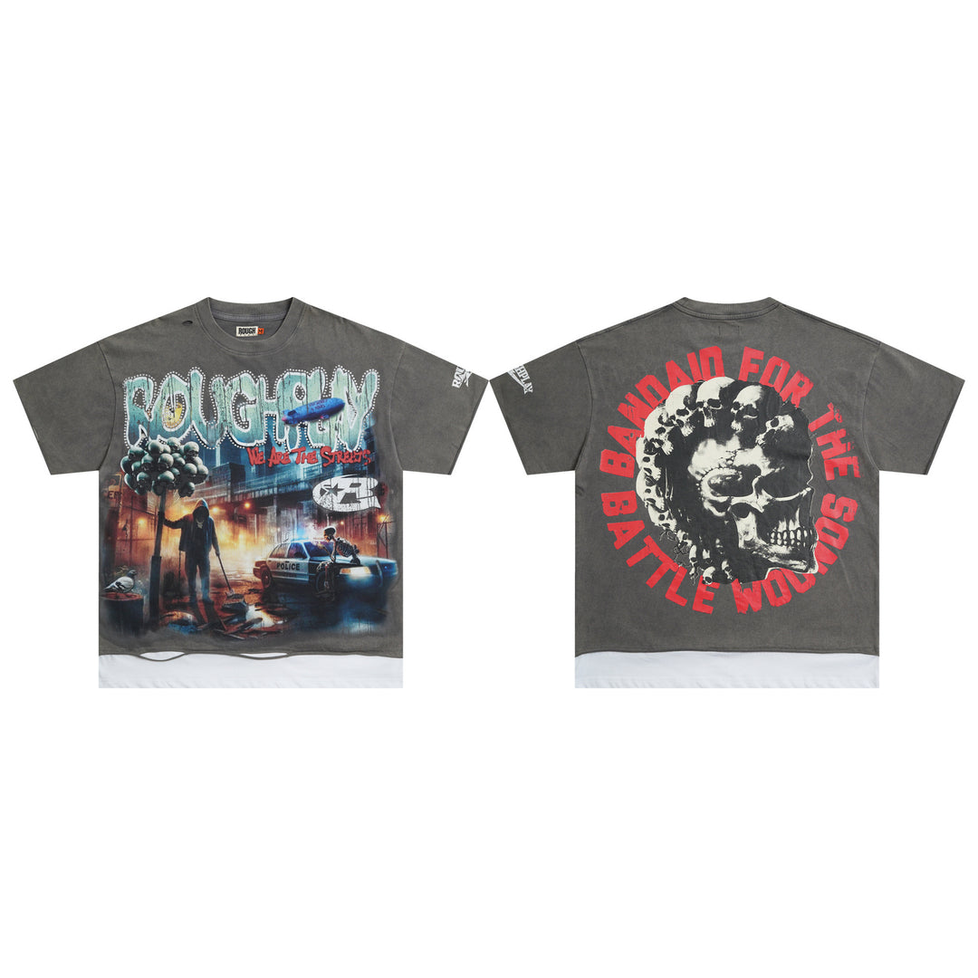 RoughPlay NYC Distressed, Ripped, and Sparkling Short-Sleeve T-Shirt