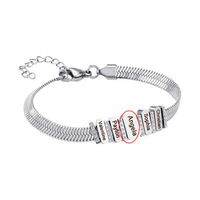 Flat snake bone chain diamond engraving bracelet