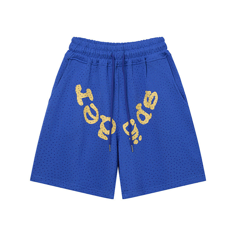 Sp5de five-inch shorts with full-on rhinestone hot-fix design