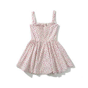 French girl floral suspender dress playful summer dress