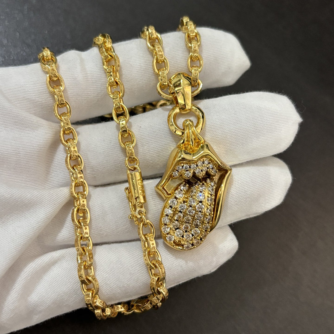 Chrome Hearts Golden Diamond Tongue Pendant