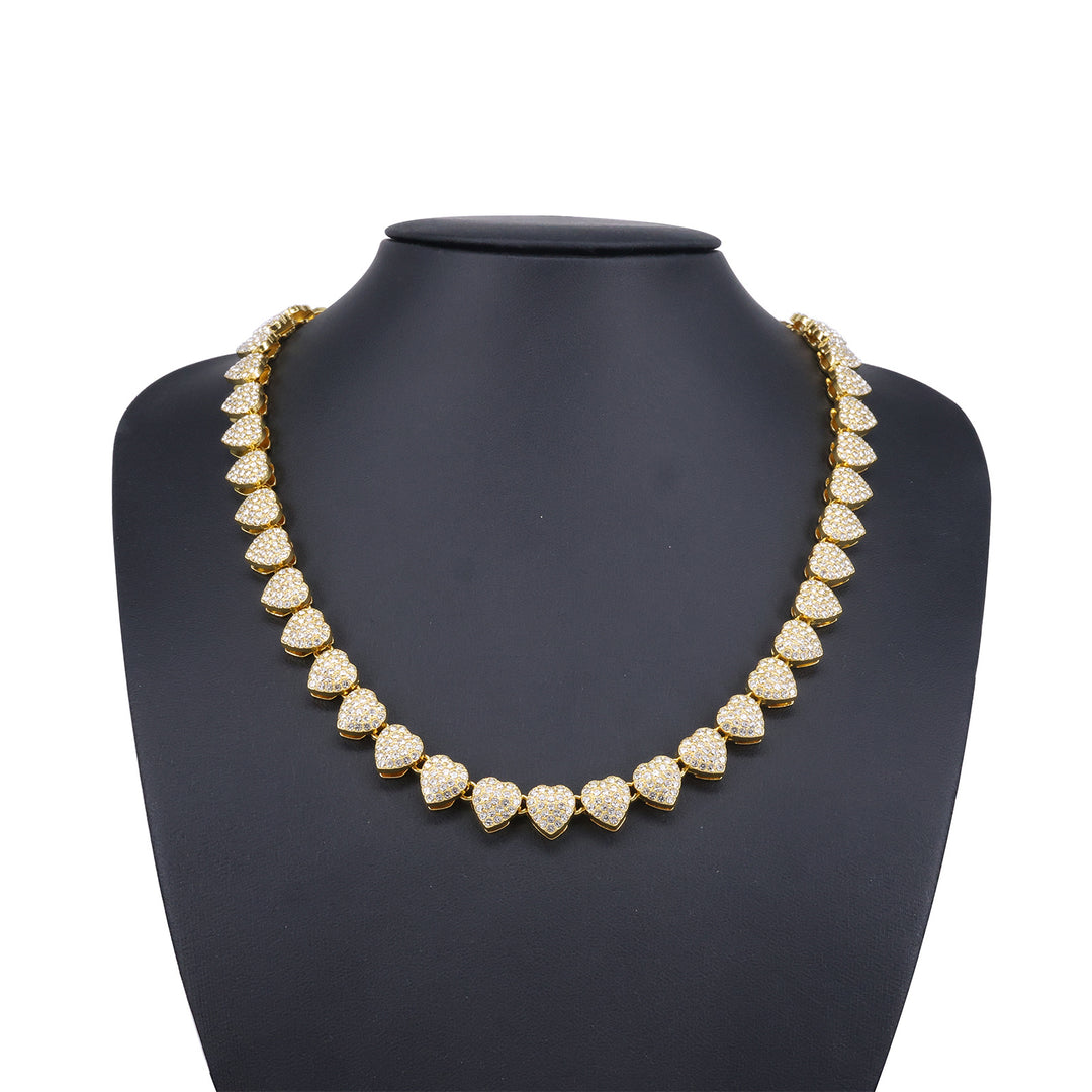 Full-Diamond Heart Alloy Necklace