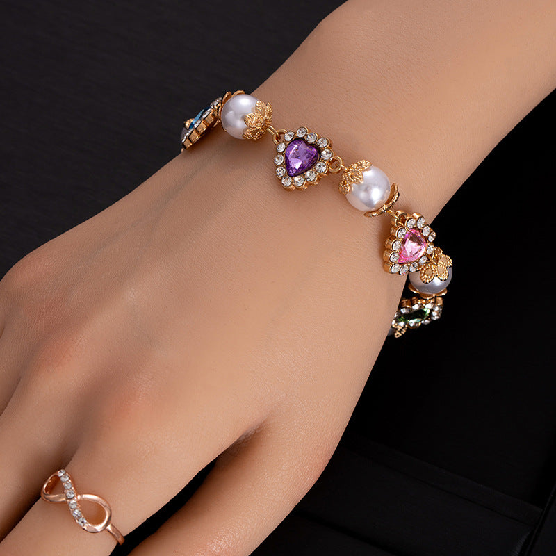 Rhinestone & Pearl Jewelry Set: Bracelet, Necklace, and Waist Chain