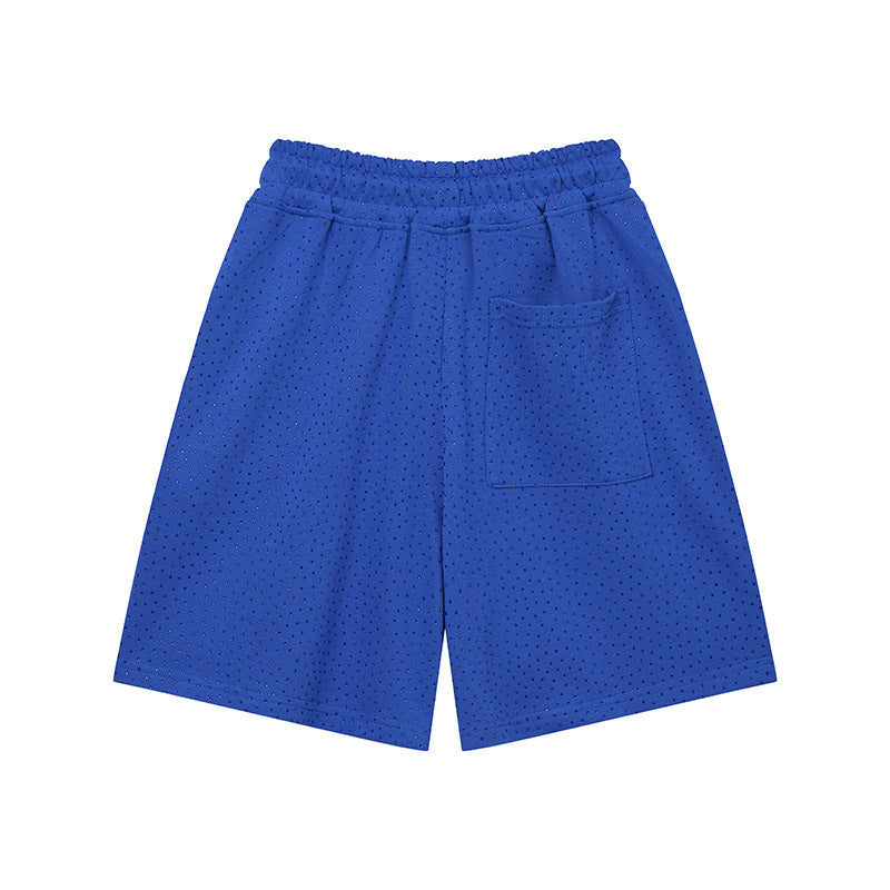 Sp5de five-inch shorts with full-on rhinestone hot-fix design