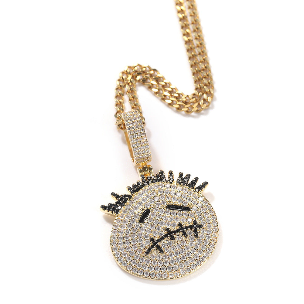 Hip-hop cartoon zircon spiky-head avatar necklace