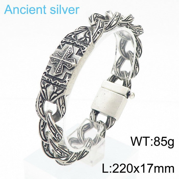 Titanium Steel Bracelet with Cross Pattern