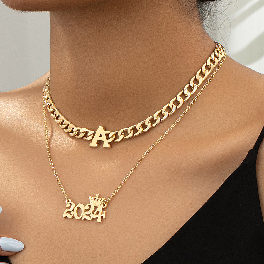 2024 number and letter two necklace set