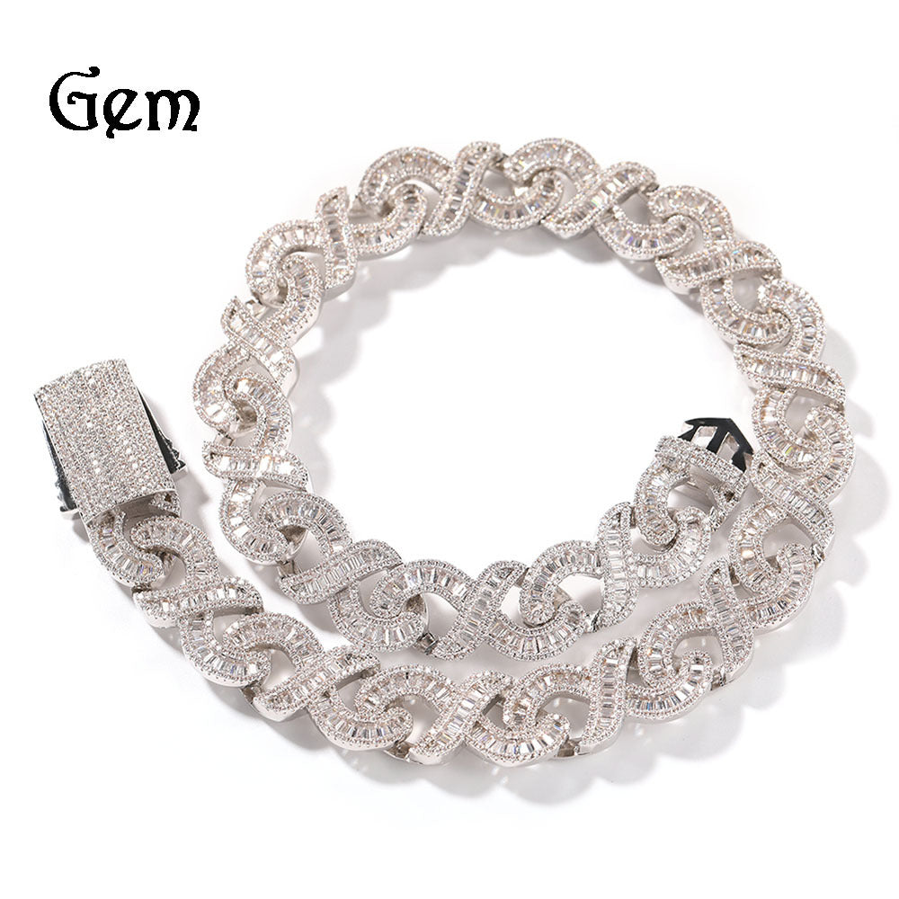 Geometric "T" & Infinity 15mm Diamond-Encrusted Cuban Chain