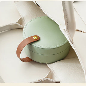 PU leather portable round jewelry box