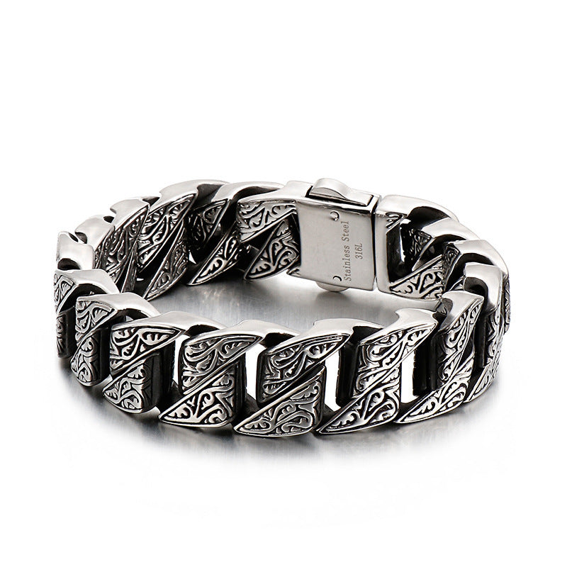 Retro pattern exaggerated stainless steel bracelet