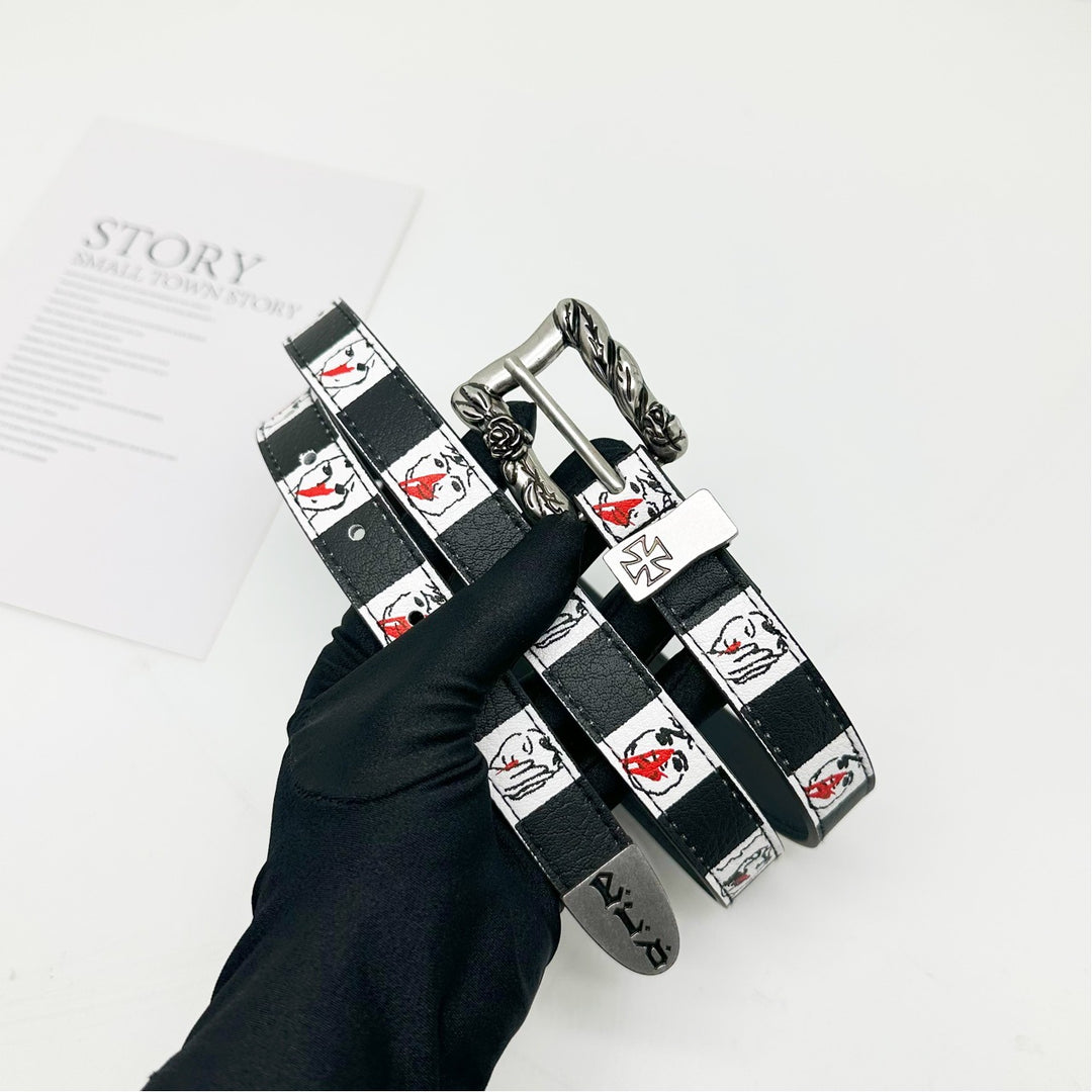 ERD Melancholic Rich Second generation's Blood Nose Checkerboard Black and White Belt