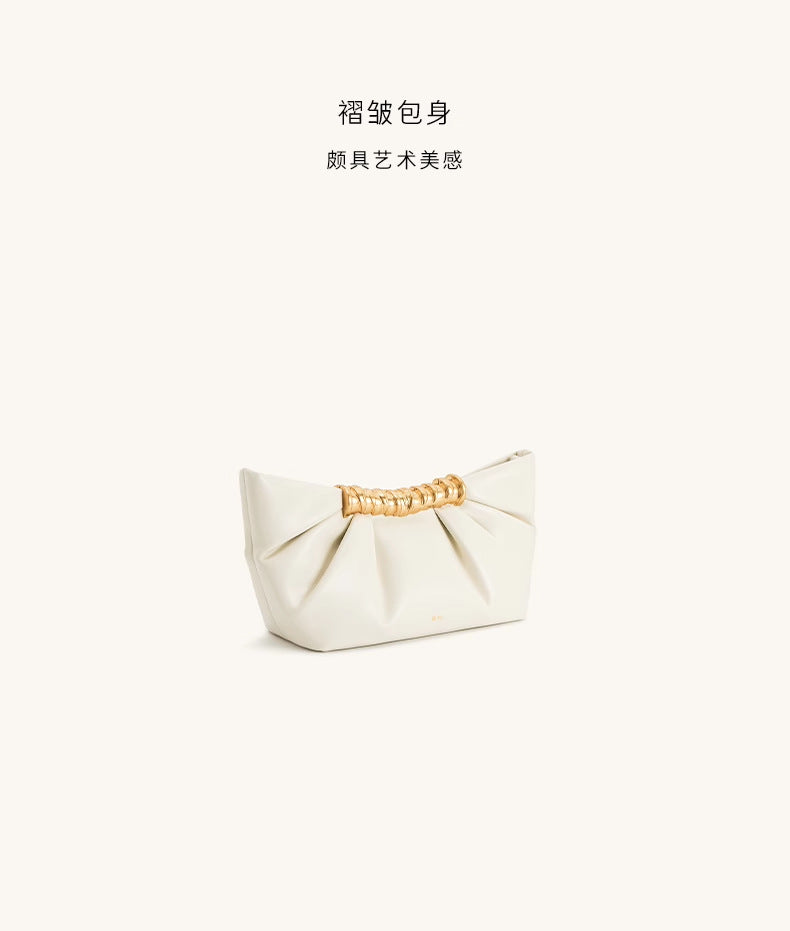 Ruched Clutch with Metal Clasp