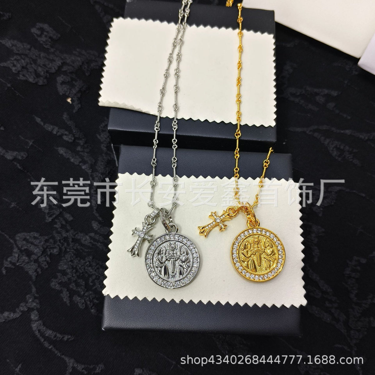 chrome hearts diamond angel round bamboo necklace