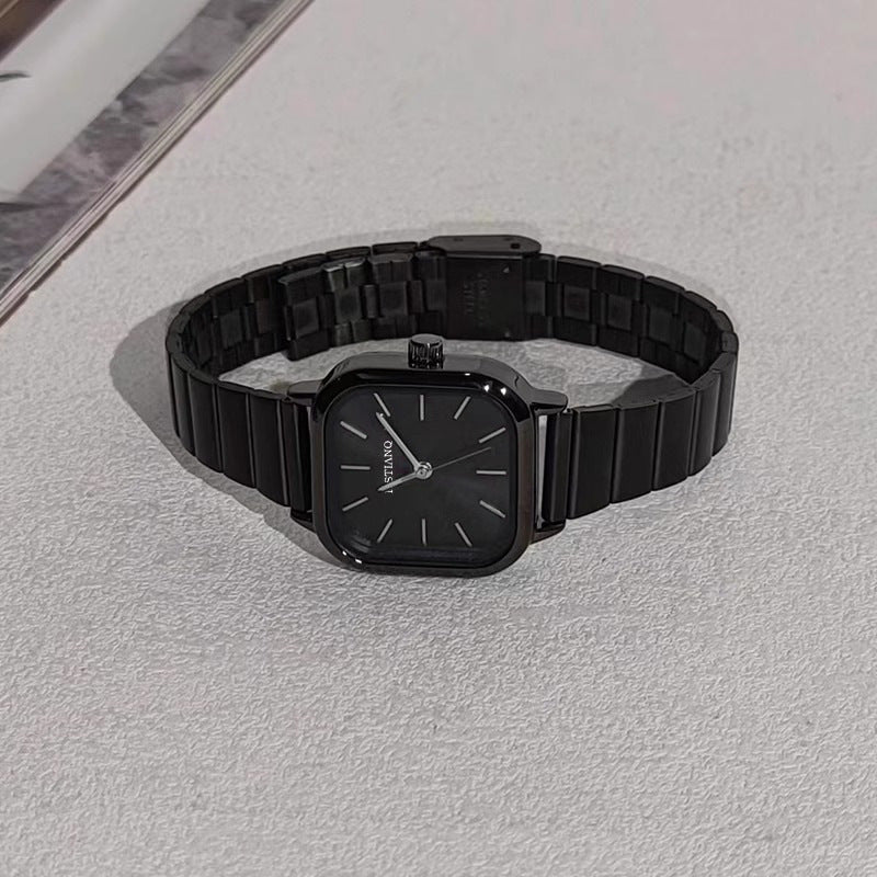 Bamboo-shaped strap artistic square dial women's watch
