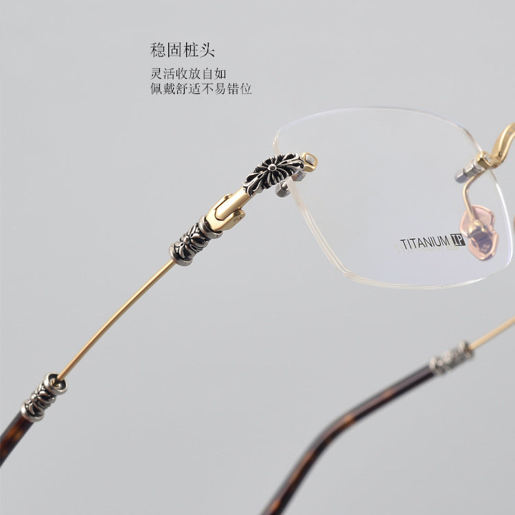Chrome Hearts rimless pure titanium eyeglasses
