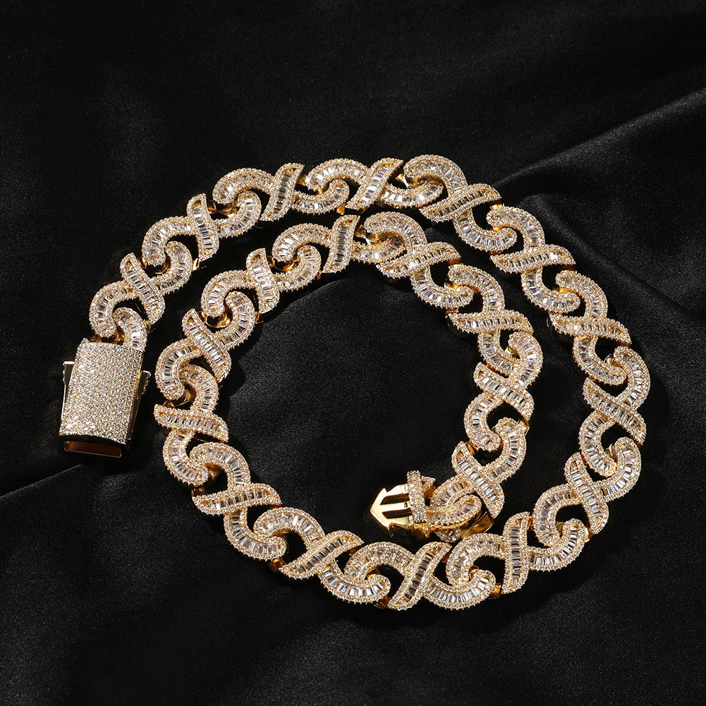 Geometric "T" & Infinity 15mm Diamond-Encrusted Cuban Chain