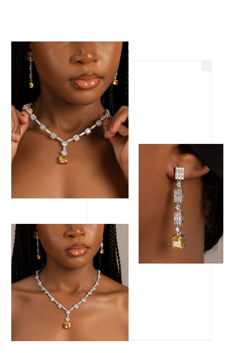 Copper-Set Zircon & Citrine Necklace and Earring Set